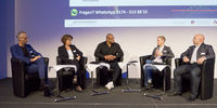v.l.n.r.: Prof. Dr. Oliver Schumann, Anke Mächler, Moderator Pierre Geisensetter, Prof. Dr. Daniela Klix und Ronny Schönig